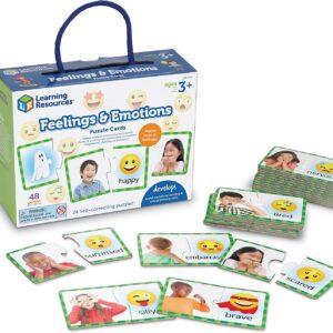 Learning Resources Feelings & Emotions Puzzle Cards – SEL, Emotional Regulation Tools for Kids, Toddlers Calming Corners, Montessori Essentials, Matching Games, Flash Cards, Homeschool, Preschool