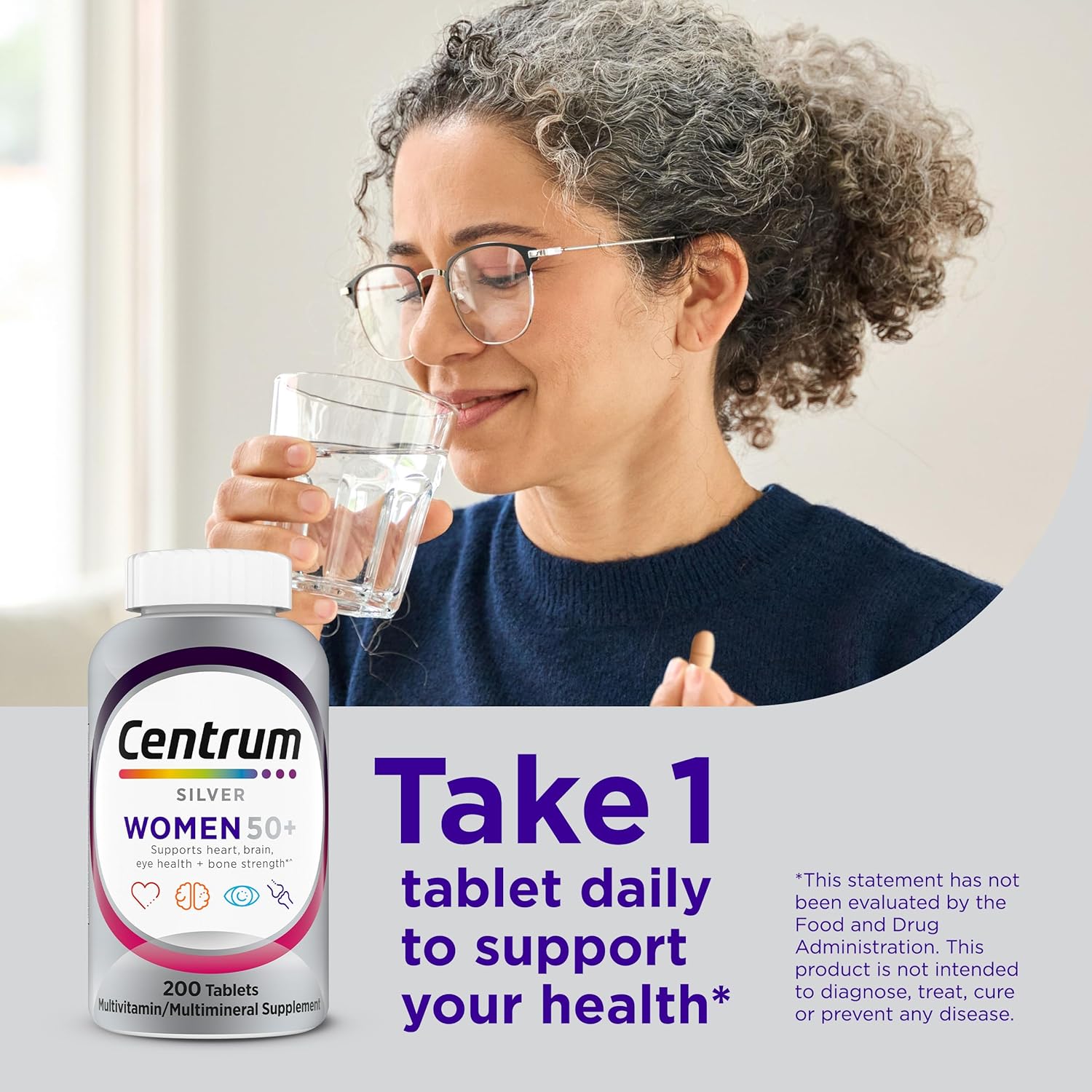 Centrum Silver Women's Multivitamin for Women 50 Plus, Multivitamin/Multimineral Supplement with Vitamin D3, B Vitamins, Non-GMO Ingredients, Supports Memory and Cognition in Older Adults - 200 Ct - Image 5