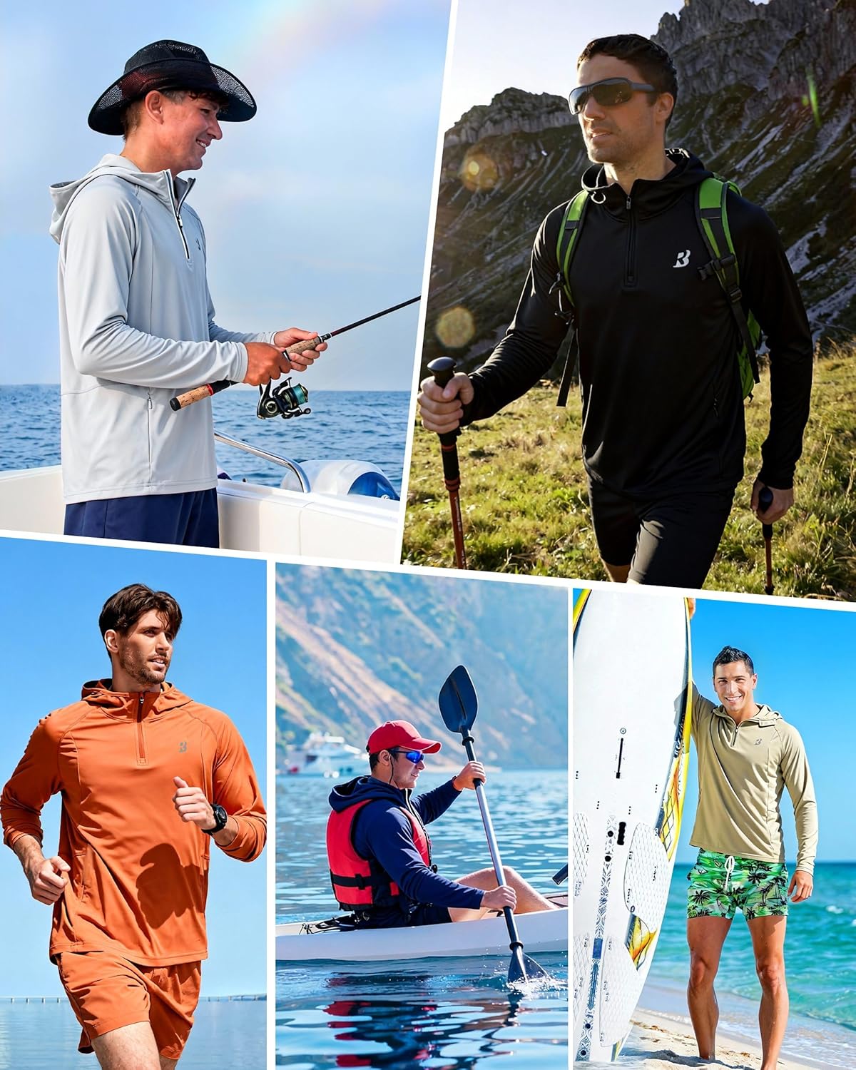 Roadbox UPF 50+ Sun Hoodie for Men, 1/4 Zip Fishing Shirt with Long Sleeve UV Protection for Outdoor Hiking - Image 6