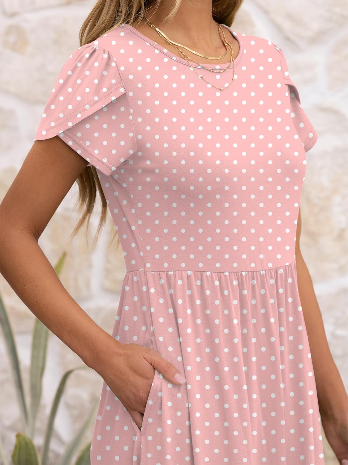 ANRABESS Women's Summer Short Sleeve A-Line Midi Dresses Casual Floral T-Shirt Dresses Flowy Beach Sundress with Pockets - Image 4