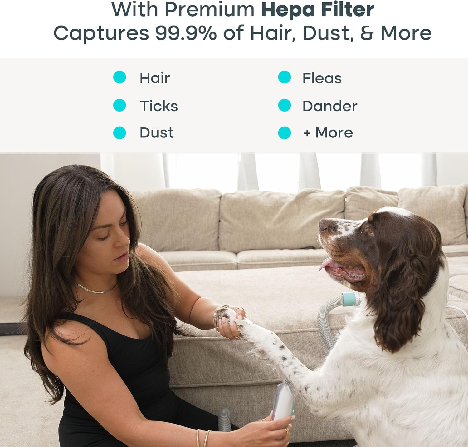 Uproot Clean Pet Groomer Vacuum Kit 7 in 1 - Cat & Dog Grooming Kit with Brush, Detangle, Deshed, Trim, Clean, & Dry Attachments - Complete Cat & Dog Grooming Vacuum for Shedding Pets - Image 4