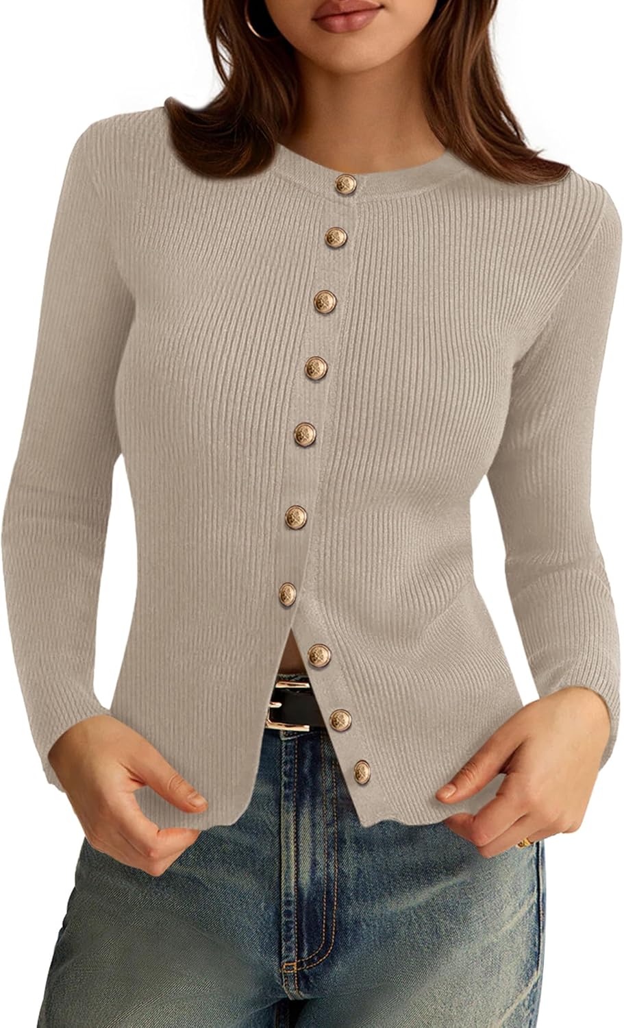 PRETTYGARDEN Womens 2026 Fall Cardigan Sweaters Lightweight Long Sleeve Button up Ribbed Knit Tops Winter Fashion Clothes PRETTYGARDEN Womens 2026 Fall Cardigan Sweaters Lightweight Long Sleeve Button up Ribbed Knit Tops Winter Fashion Clothes