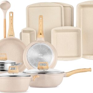 Bakken-Swiss 20-Piece Kitchen Cookware Set – Granite Non-Stick – Eco-Friendly – for All Stoves & Oven-Safe