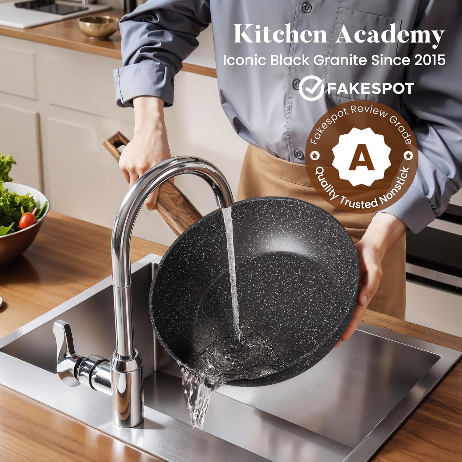 Kitchen Induction Cookware & Bakeware Set - 30 Piece Black Granite Cooking Pans Set, Non-Stick Pots and Pans Set - Image 4