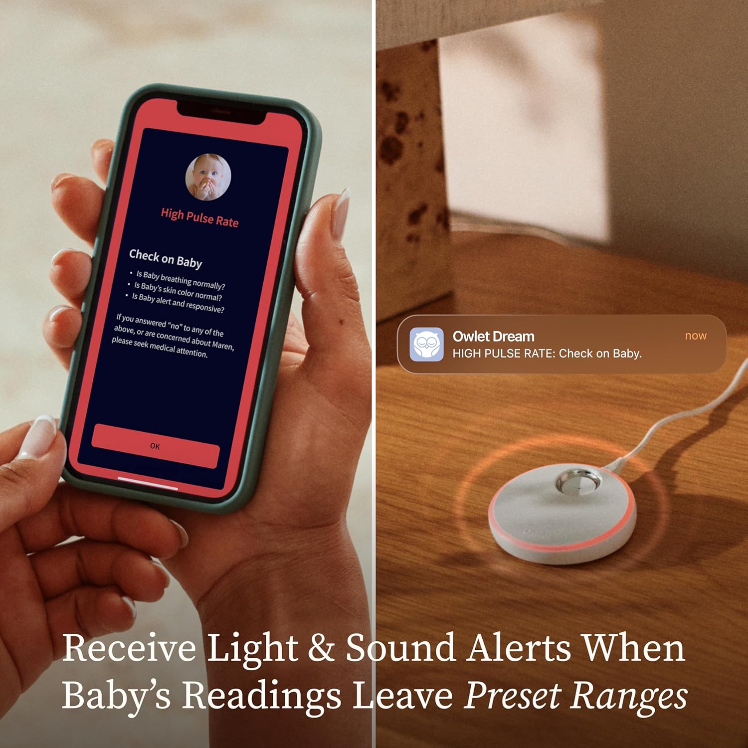 Owlet Dream Sock – Smart Wearable Baby Monitor, Infant SpO2 Monitor Tracks Heart Rate & Oxygen - Parents Receive Alerts, Sleep & Health Insights via App - Dusty Rose - Image 4