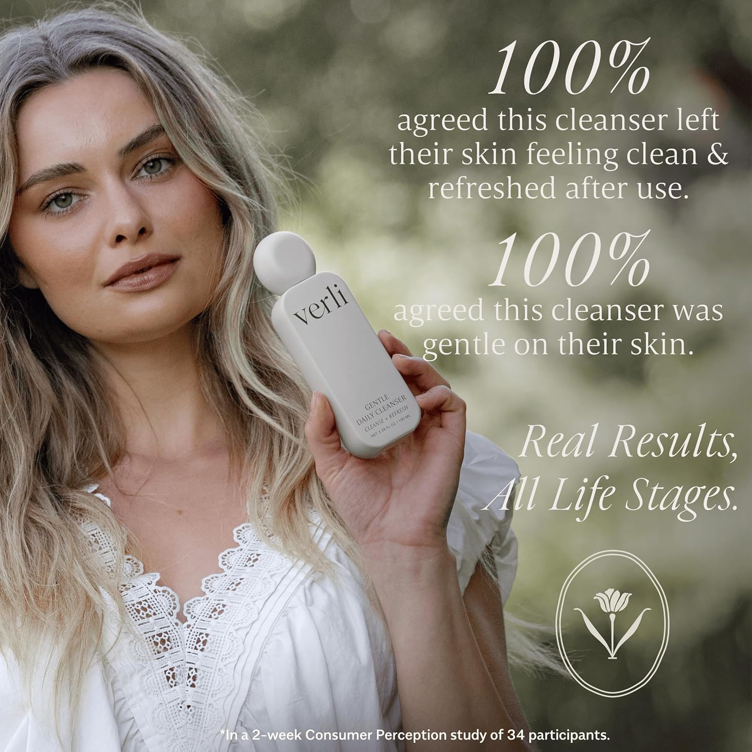 Verli Gentle Daily Cleanser | Hydrating Botanical Face Wash for Sensitive & Dry Skin | Non-Stripping Purifying Skincare for Daily Use | Clean Beauty, 3.38 fl oz - Image 3