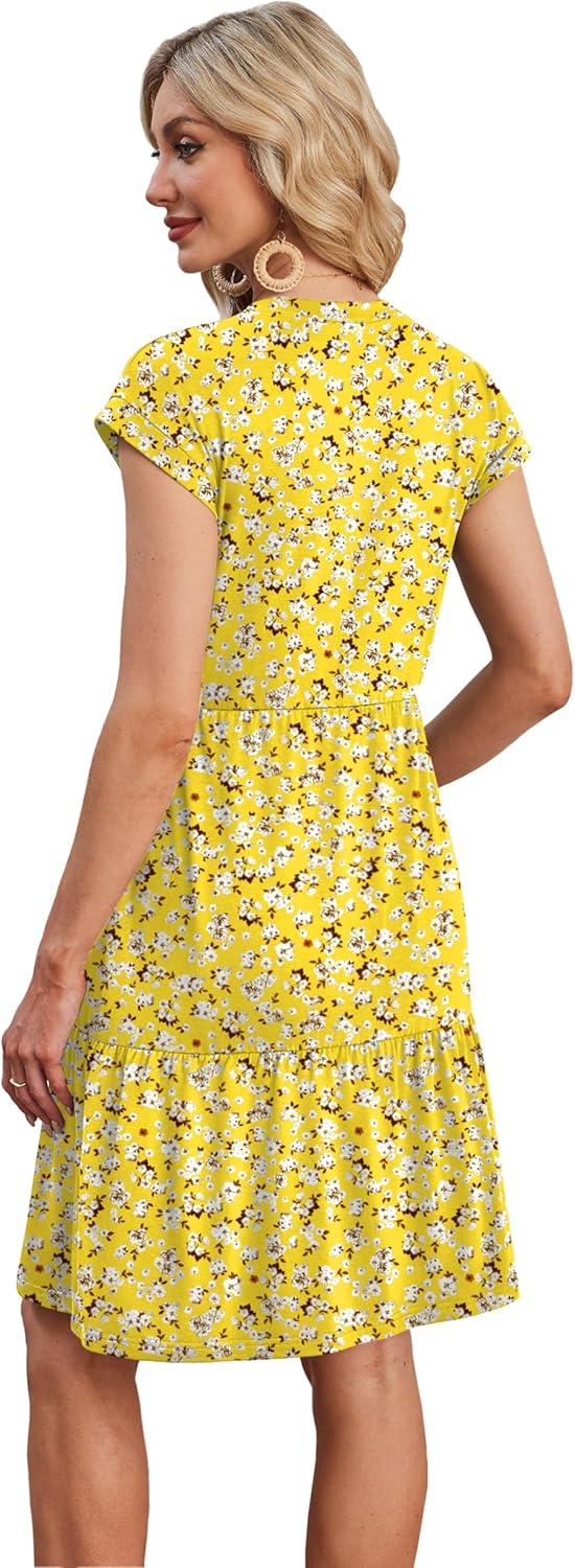 WIHOLL Summer Dresses for Women 2026 Cap Sleeve Casual Sundresses Floral Tiered Swing Fashion Beach Vacation Dress - Image 5