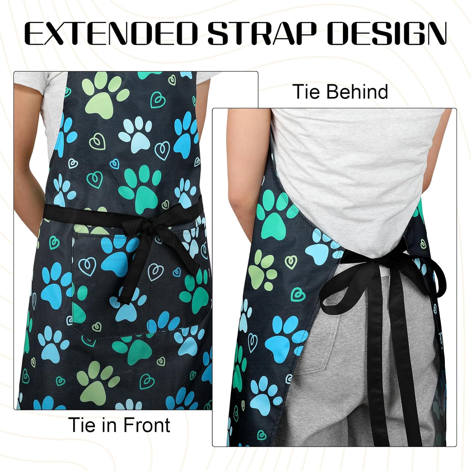 Dog Grooming Waterproof Apron with 2 Pockets, Cute Animals Puppy Dog Pets Apron - Image 5