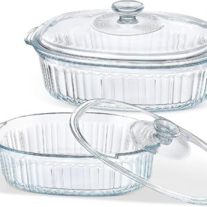 M MCIRCO 4-Piece Glass Casserole Baking Dish, Set of 2 Casseroles With Glass Lids, 1.9 Qt and 3 Qt