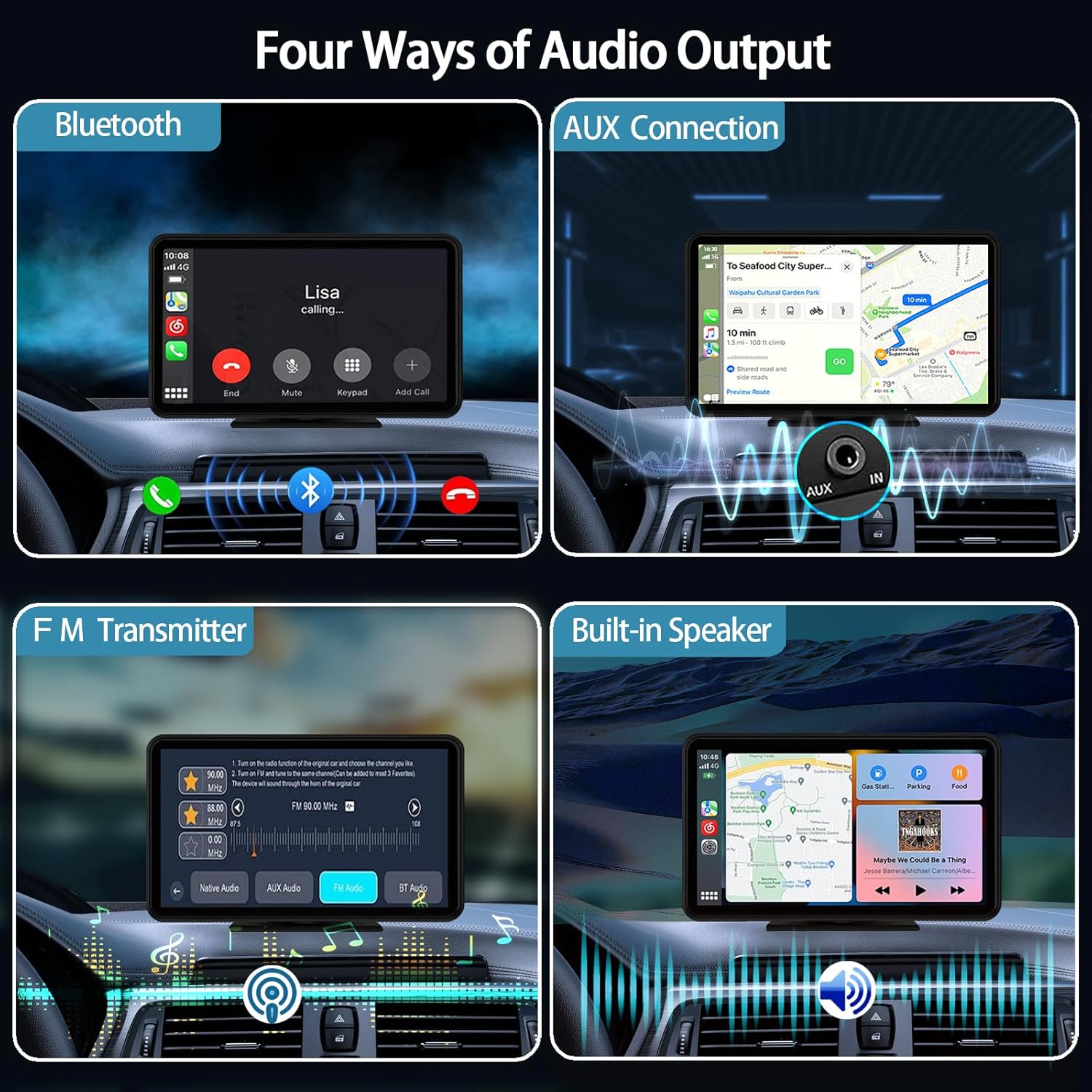 Wireless Carplay Screen for Car 7" HD Portable Car Stereo Touchscreen with Apple CarPlay and Android Auto with Mirror Link/Backup Camera/Bluetooth/GPS Navigation/AUX for All Vehicles - Image 5