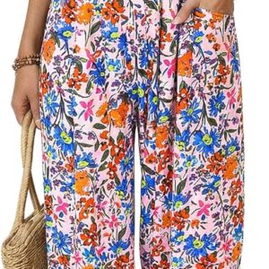 LOOKBOHO Women’s Jumpsuits Summer Floral Print Boho Overalls Loose fit Wide Leg Baggy Long Rompers with Pocket 2026 One Piece