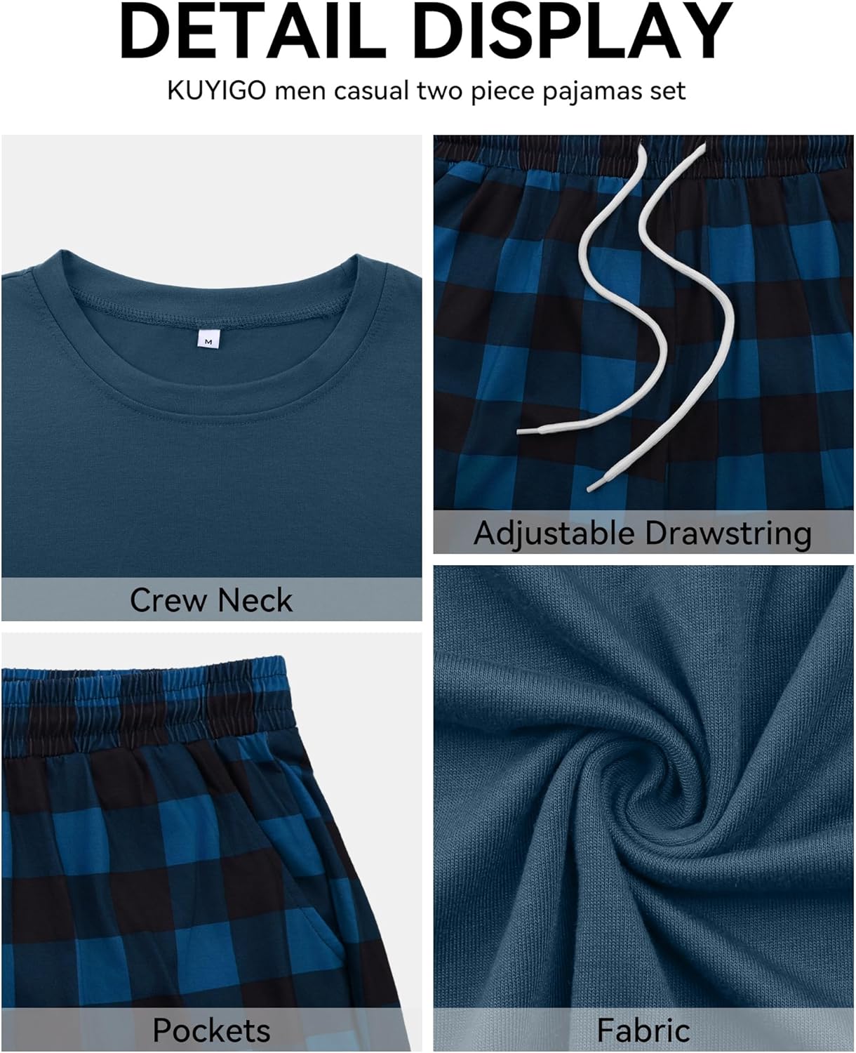 KUYIGO Mens Pajamas Set Tank Top and Plaid Shorts Casual 2 Piece Sleeveless Loungewear Pjs Sleepwear with Pockets - Image 6