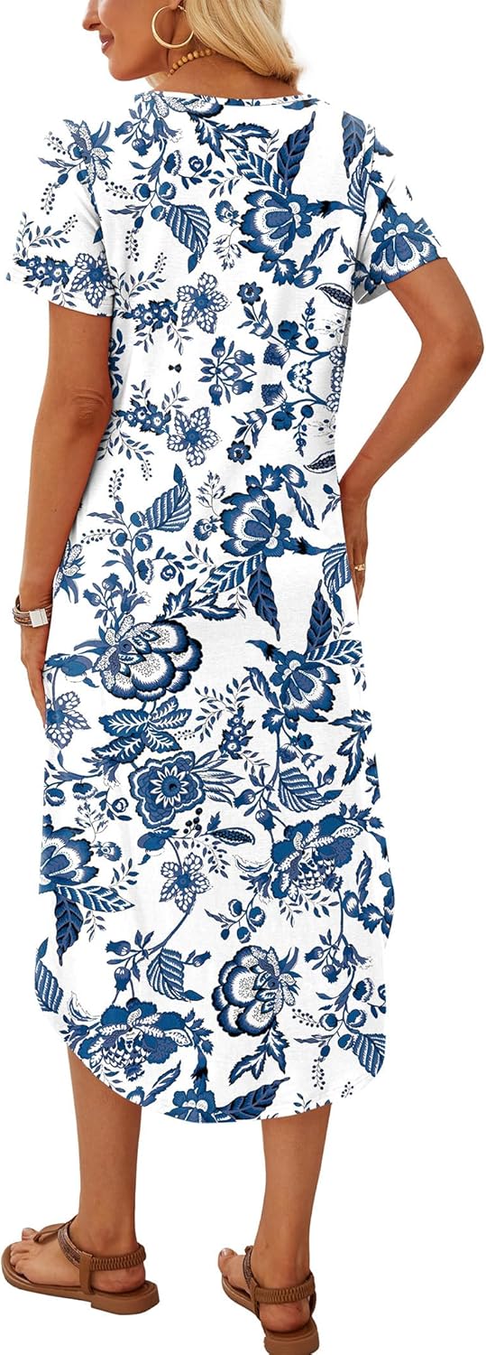 OFEEFAN Summer Dresses for Women 2026 Casual Midi Dresses Beach Vacation Outfits Tshirt Dress with Pockets Resort Wear - Image 5