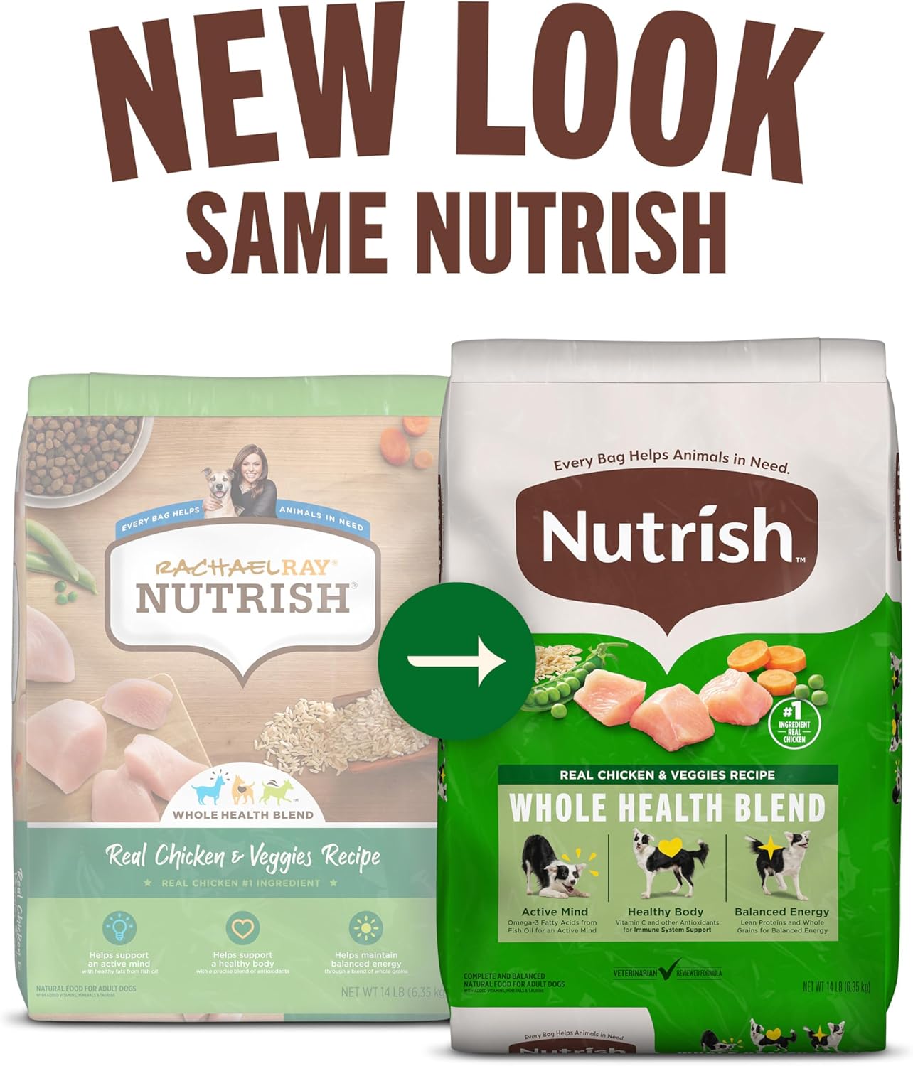 Nutrish Real Chicken & Veggies Recipe Whole Health Blend Dry Dog Food, 28 lb. Bag, Packaging May Vary (Rachael Ray) - Image 2