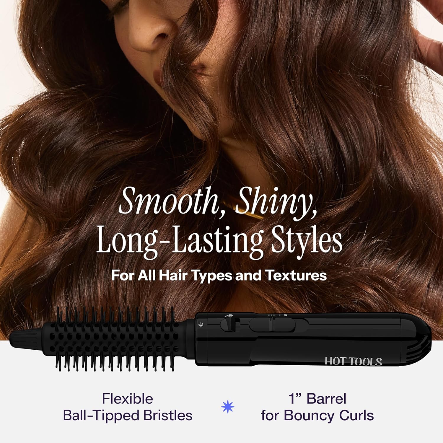 Hot Tools Pro Artist Hot Air Styling Brush | Style, Curl and Touch Ups (1”) Black - Image 3