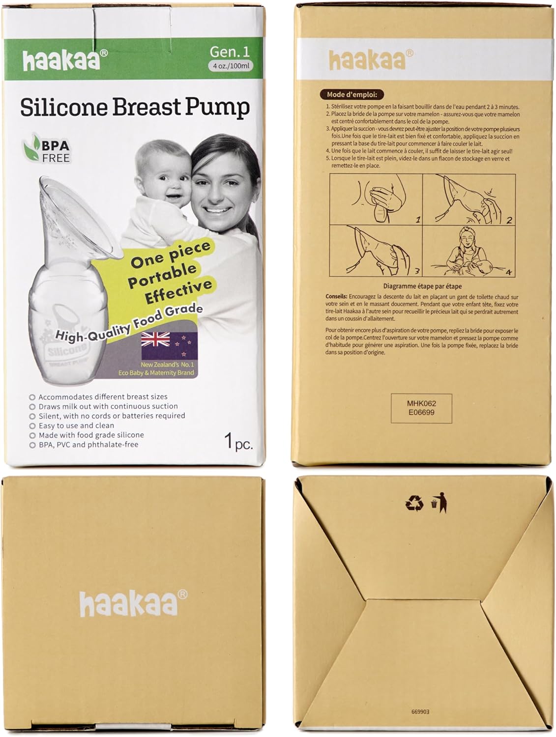 haakaa Manual Breast Pump for Breastfeeding, Silicone, Clear 4oz/100ml - Image 9