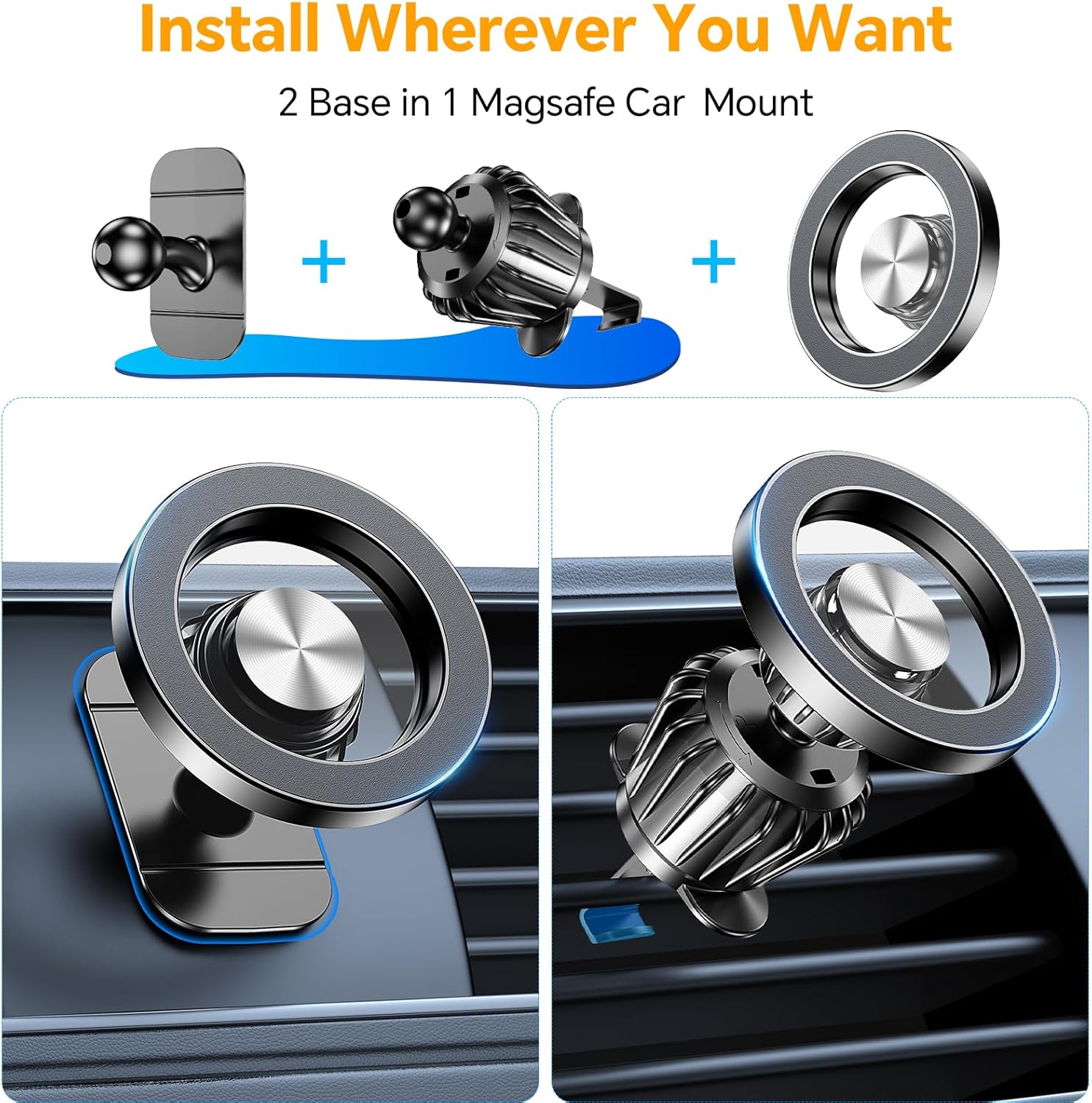 Kaistyle for Magsafe Car Mount【Strong Magnets】Magnetic Phone Holder for Car Phone Holder Mount Dash Mounted Holders Phone Holders for Your Car Accessories for Women Men for iPhone 17 Pro Max 16 15 14 - Image 2