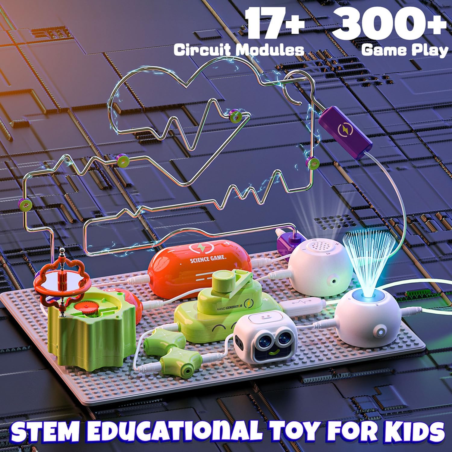 SMILESSKIDDO Science Kits for Kids | STEM Toys for Kid, Electronics Exploration Kit, Over 300 Projects, 16 Circuit Parts, STEM Toy Educational Gifts for Kid Boys Girls Ages 3 4 5 6 7 8 9 10 11 12 - Image 2