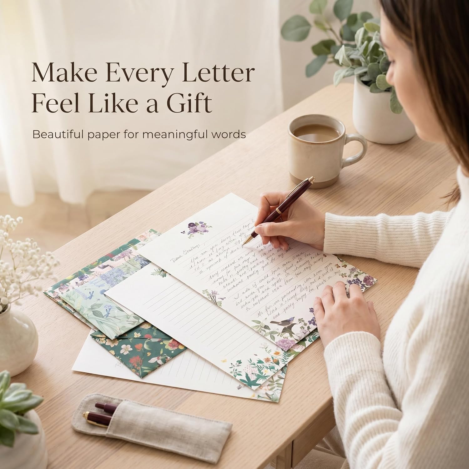 Beautiful Stationery Set with Envelopes - Premium-Quality, No-Bleed Lined Letter Writing Paper with Elegant Floral Designs - Cute Stationary Supplies Kit for Women & Personalized Gift for Loved Ones - Image 6