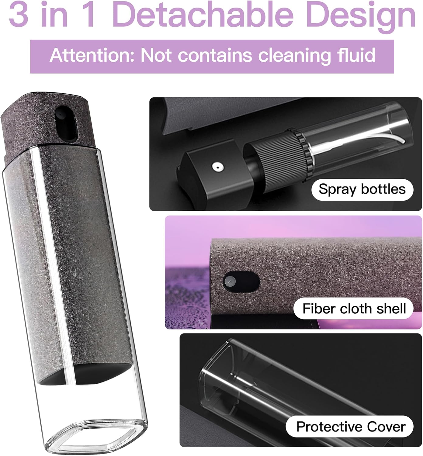 CUIUD Touchscreen Screen Cleaner Kit 2 Pcs, Phone, Tablet and Car Screen Cleaner, Two in One Spray and Microfiber Cloth(Grey&Pink) - Image 3