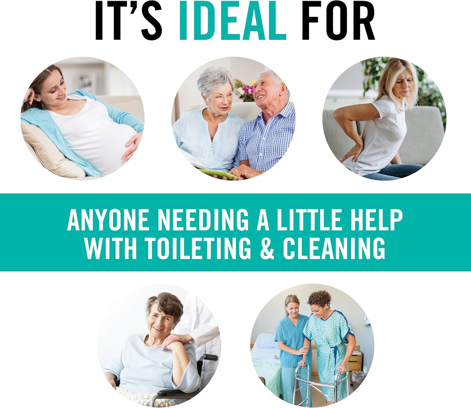 Juvo Toilet Aid - Personal Bottom Wiping Tool, Bathroom Mobility Aid for Disabled, Elderly, and Surgery Recovery - 18" long wand with hygienic cover - Image 3