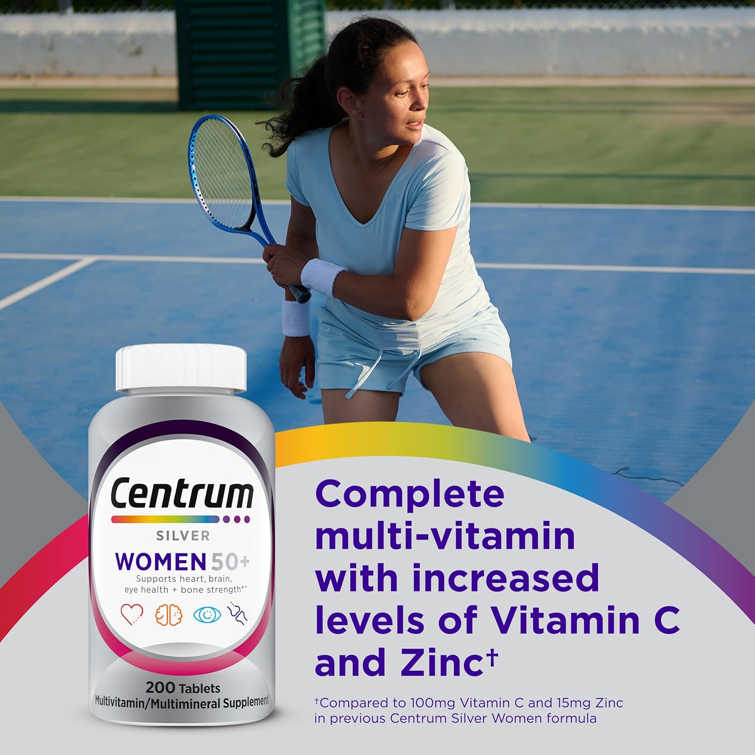 Centrum Silver Women's Multivitamin for Women 50 Plus, Multivitamin/Multimineral Supplement with Vitamin D3, B Vitamins, Non-GMO Ingredients, Supports Memory and Cognition in Older Adults - 200 Ct - Image 2