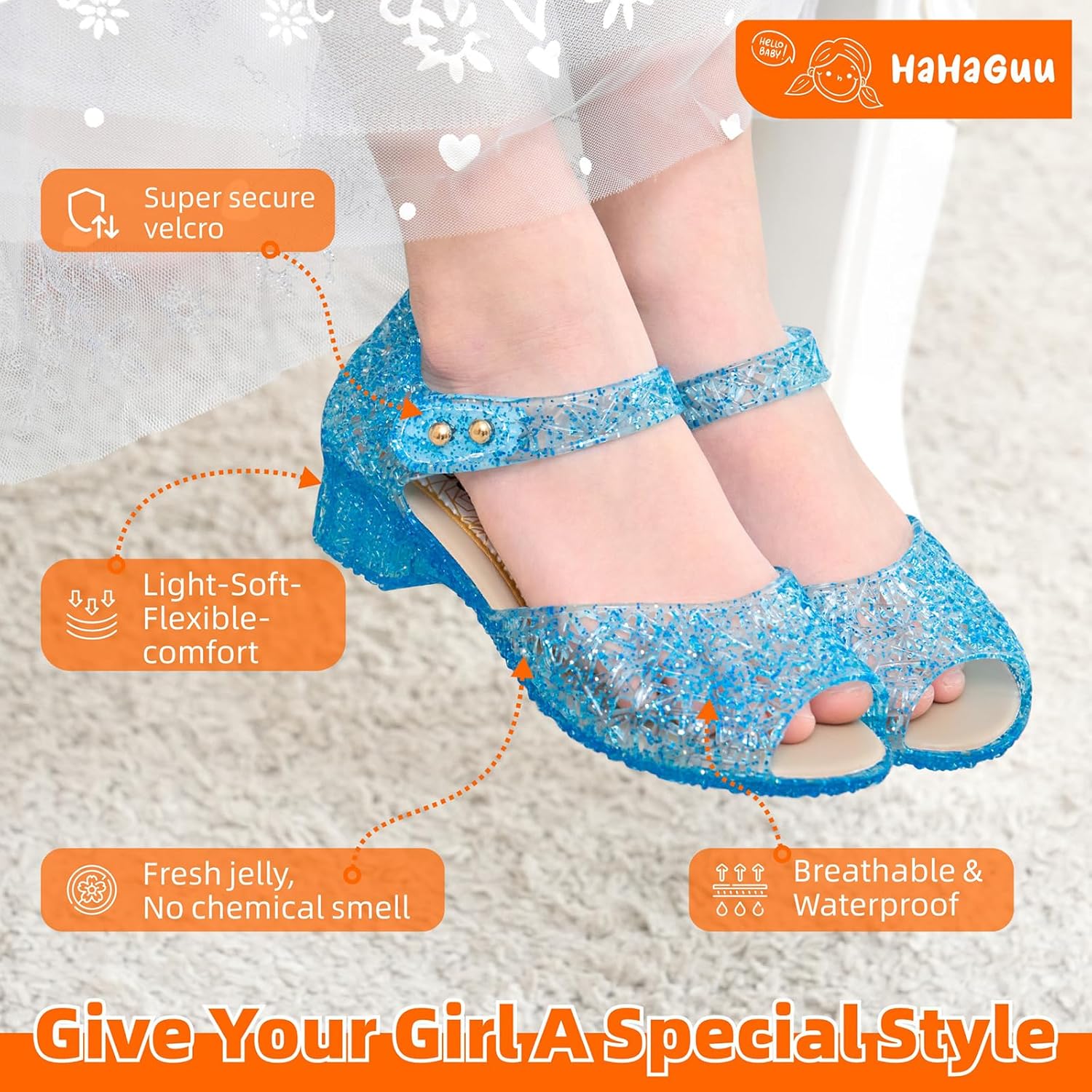 Princess Jelly Flats Shoes Girls Birthday Party Heels Snow Queen Cosplay Costumes Dress Up Sandals For Toddler Little Girls Big Kids - Image 7
