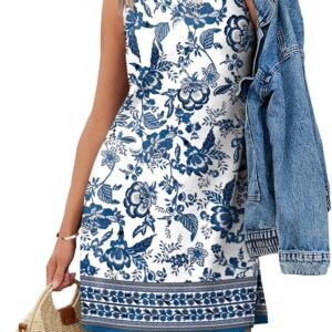 WIHOLL Casual Dresses for Women Crewneck Sleeveless Tank Dress Summer Spring Boho Vacation Clothes