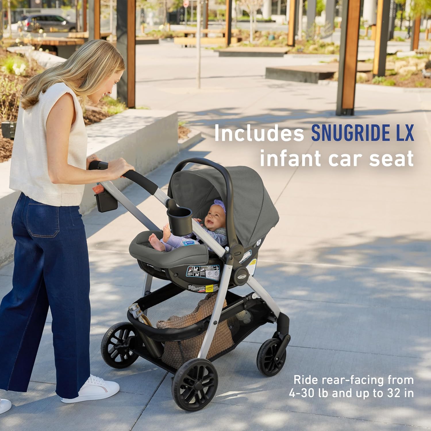 Graco Modes Pramette Travel System, Car Seat and Stroller Combo, Includes SnugRide LX Infant Car Seat and Baby Stroller, 3 Modes: Car Seat Carrier, Pramette, Toddler Stroller, Ellington - Image 5