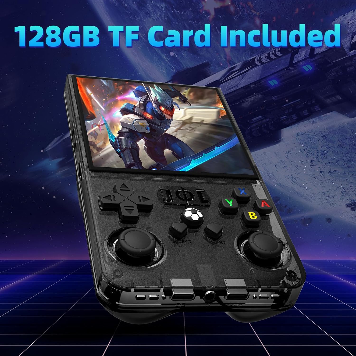 R36MAX Retro Handheld Game Console,128GB Open Source System Support 30+ Emulator Console,4.0 Inch IPS Screen Retro Gaming Console,4000mAh Battery,Portable Video Game Console(Black) - Image 2