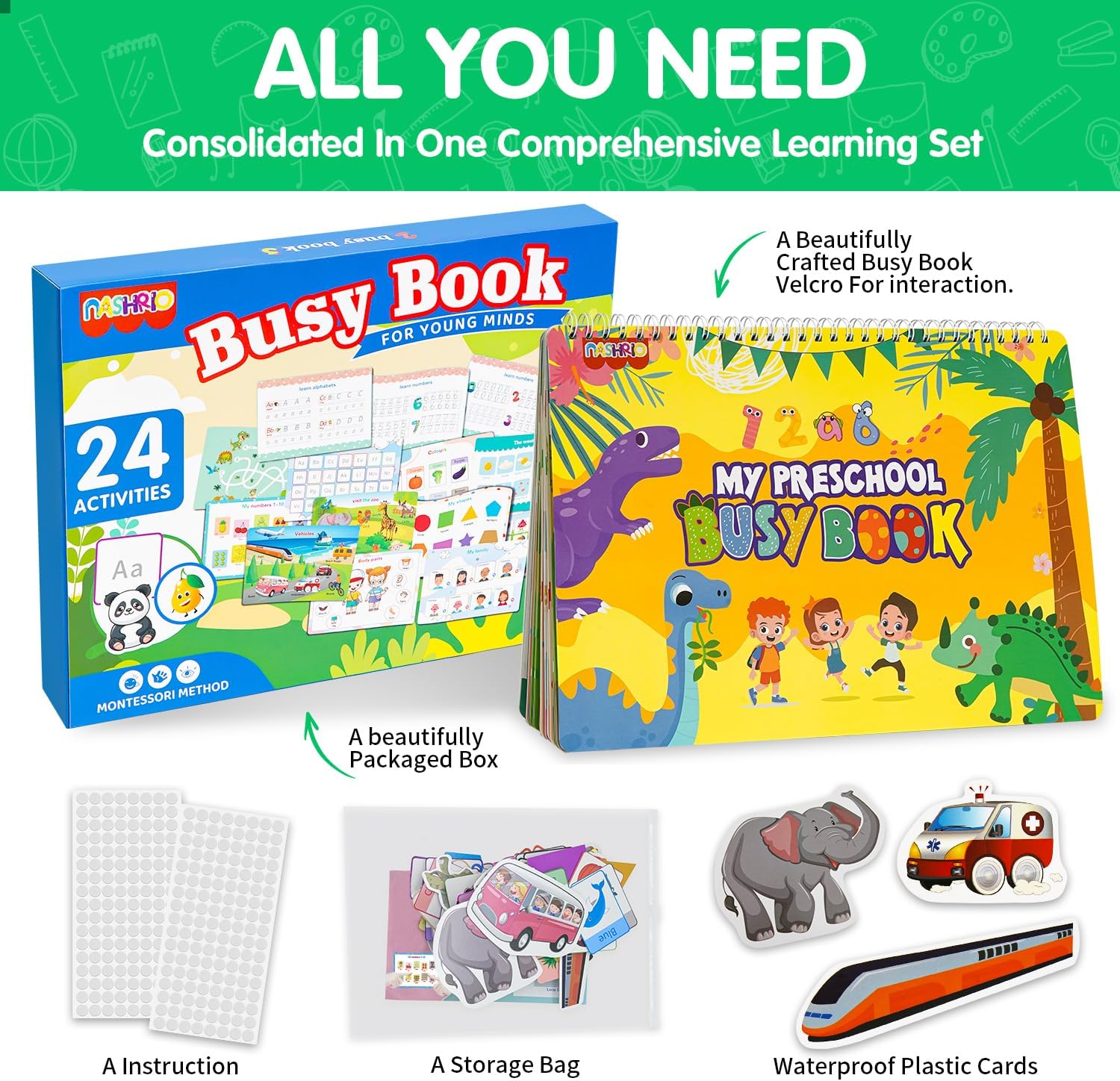 NASHRIO Montessori 24 Themes Busy Book for Toddlers 3-5, Engaging Preschool Learning Activities for Home School Travel – Educational Toy for 3-6 Year Old Boys & Girls - Image 4
