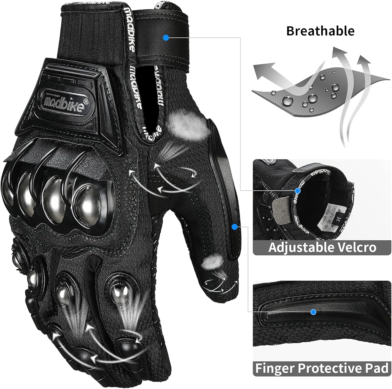 ILM Alloy Steel Touchscreen Bicycle Motorcycle Motorbike Powersports Racing Glove - Image 4