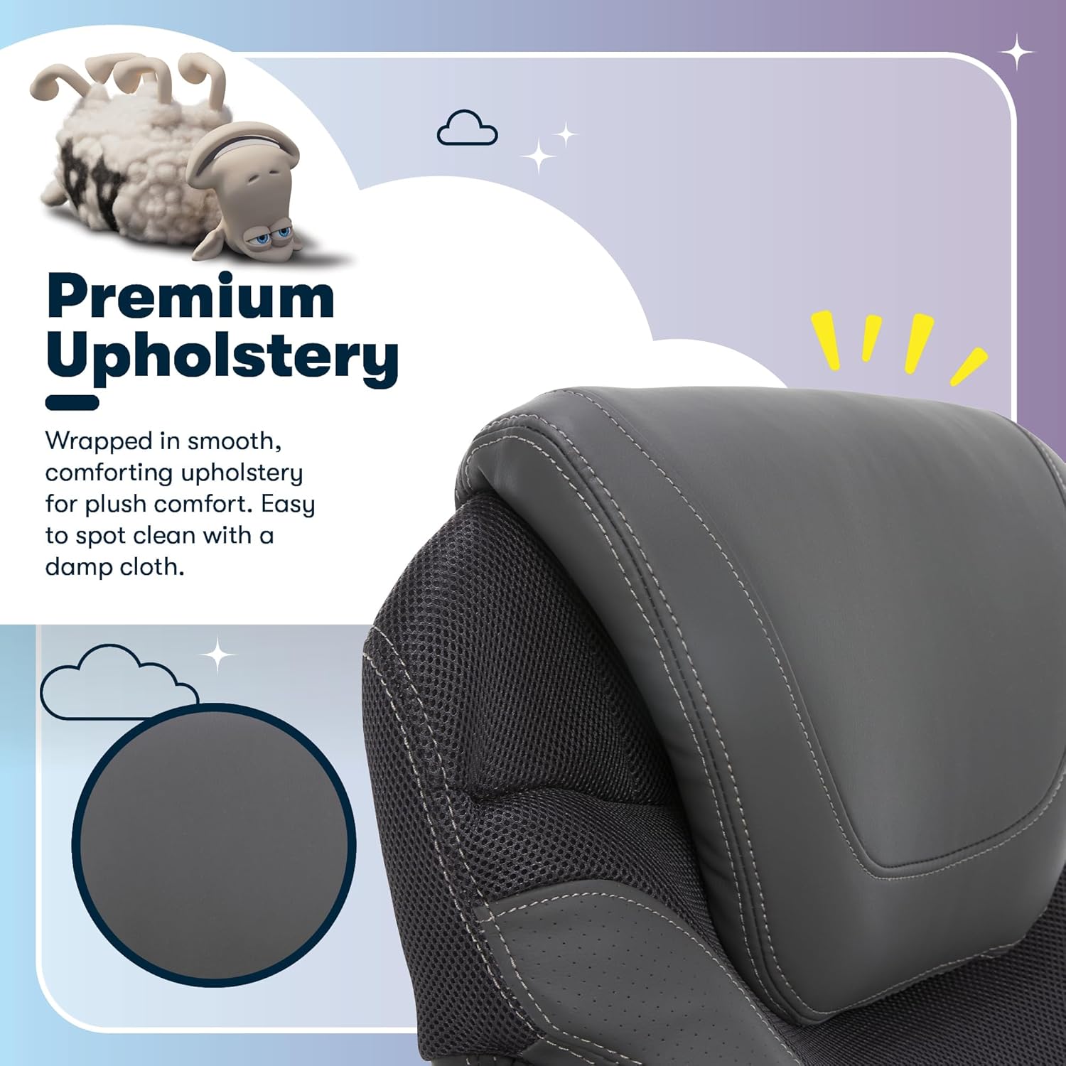 Serta Bryce Executive Office Chair - Ergonomic Computer Desk Chair with Patented AIR Lumbar Technology - Adjustable Height - Memory Foam Body Pillows - 360° Swivel Rolling Base - Bonded Leather - Gray - Image 5