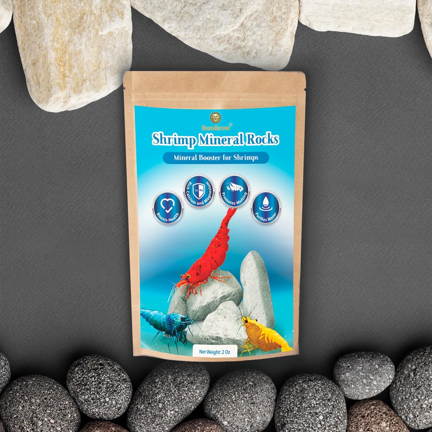SunGrow Shrimp Rocks, Calcium, Magnesium Rocks for Crayfish, Hermit Crab, Snails, Crustacean Care, Aquarium Decor for Crystal Red, Amano and Ghost Shrimps, Nano Tank Accessories, Fish Tank Supplies - Image 8