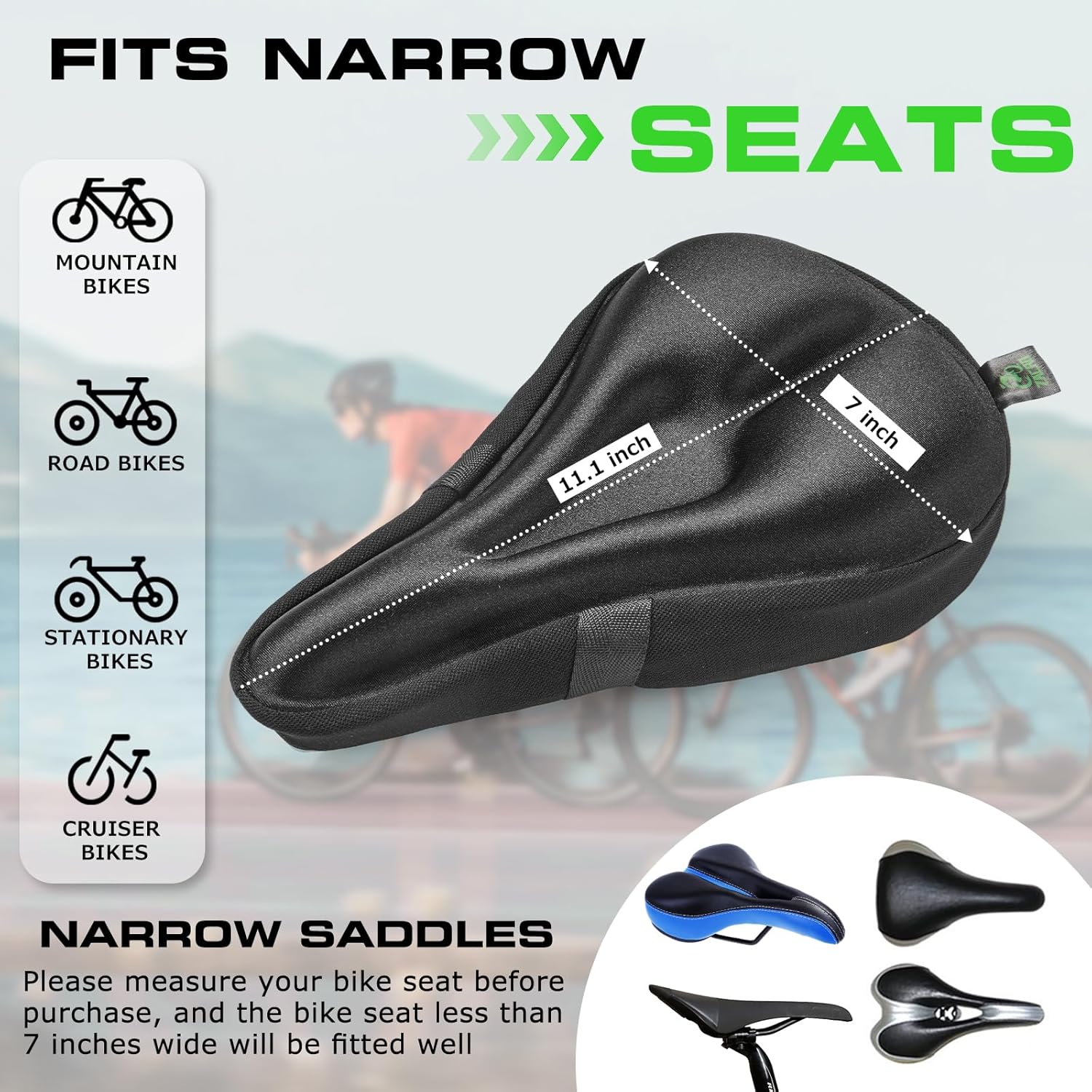 Zacro Bike Seat Cushion - Gel Padded Bike Seat Cover for Men Women Comfort, Extra Soft Exercise Bicycle Seat Compatible with Peloton, Outdoor & Indoor Bike Saddles - Image 2