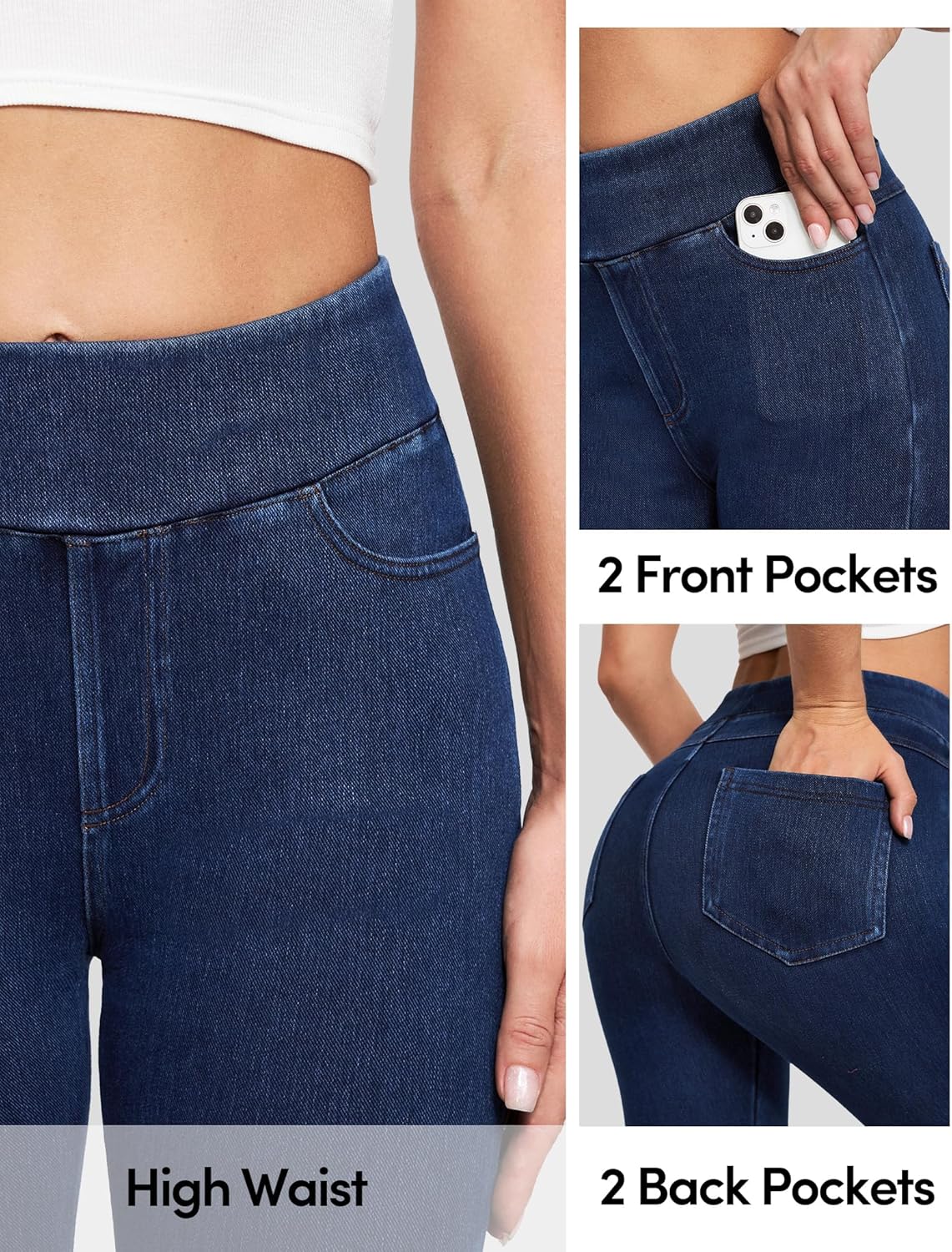 IUGA Stretchy Jeans for Women High Waist Jeggings Tummy Control Skinny Jeans Pull on Leggings with Pockets Trendy Casual - Image 4