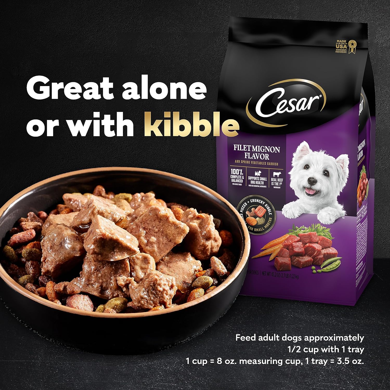 Cesar Loaf in Sauce Wet Dog Food Rotisserie Chicken, Filet Mignon, Angus Beef, and Ham & Egg Flavors Variety Pack, 3.5 oz. Easy Peel Trays (24 Count, Pack of 1) - Image 9