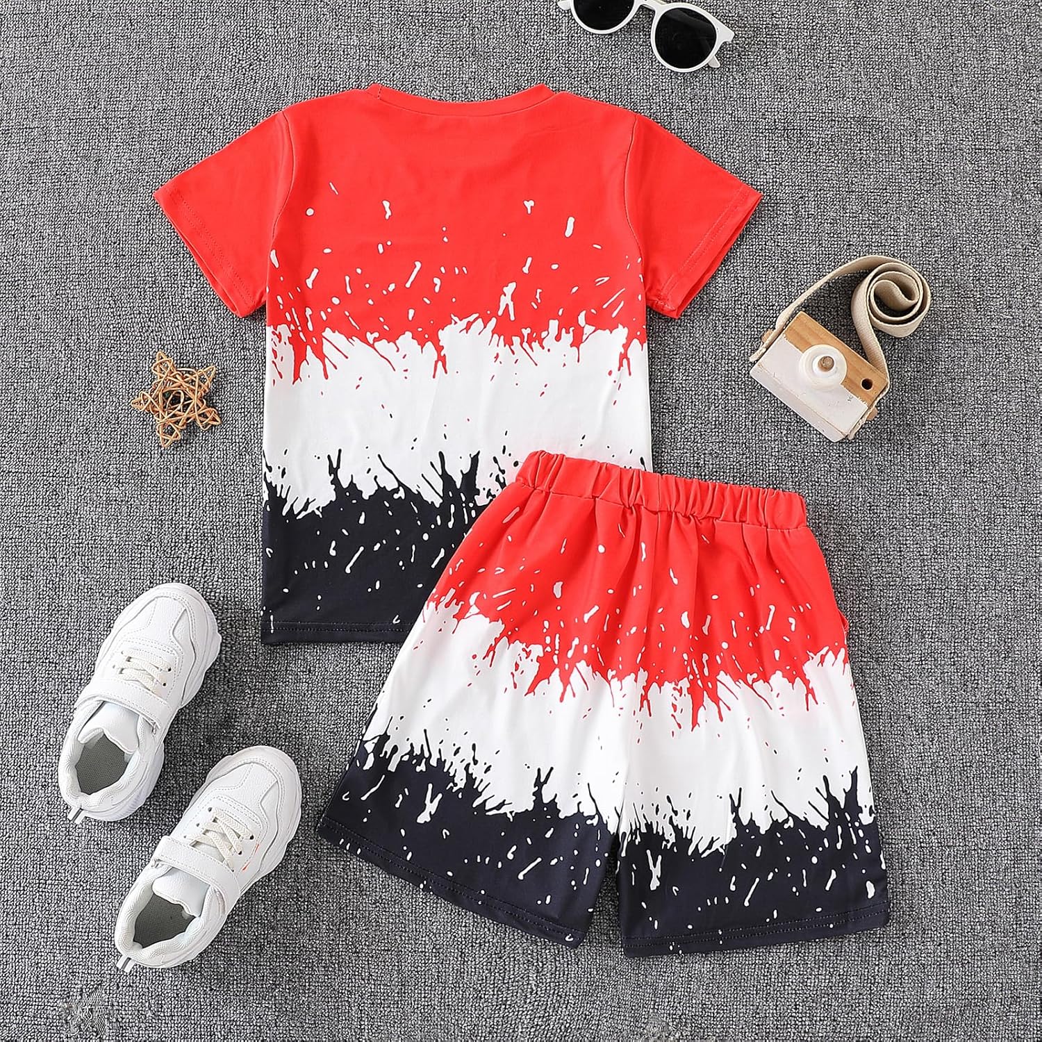 Kids Tween Boy Casual Clothing Set Letter Graphic Colorblock Tee +Shorts Summer Clothing Set 4-14 Years - Image 7