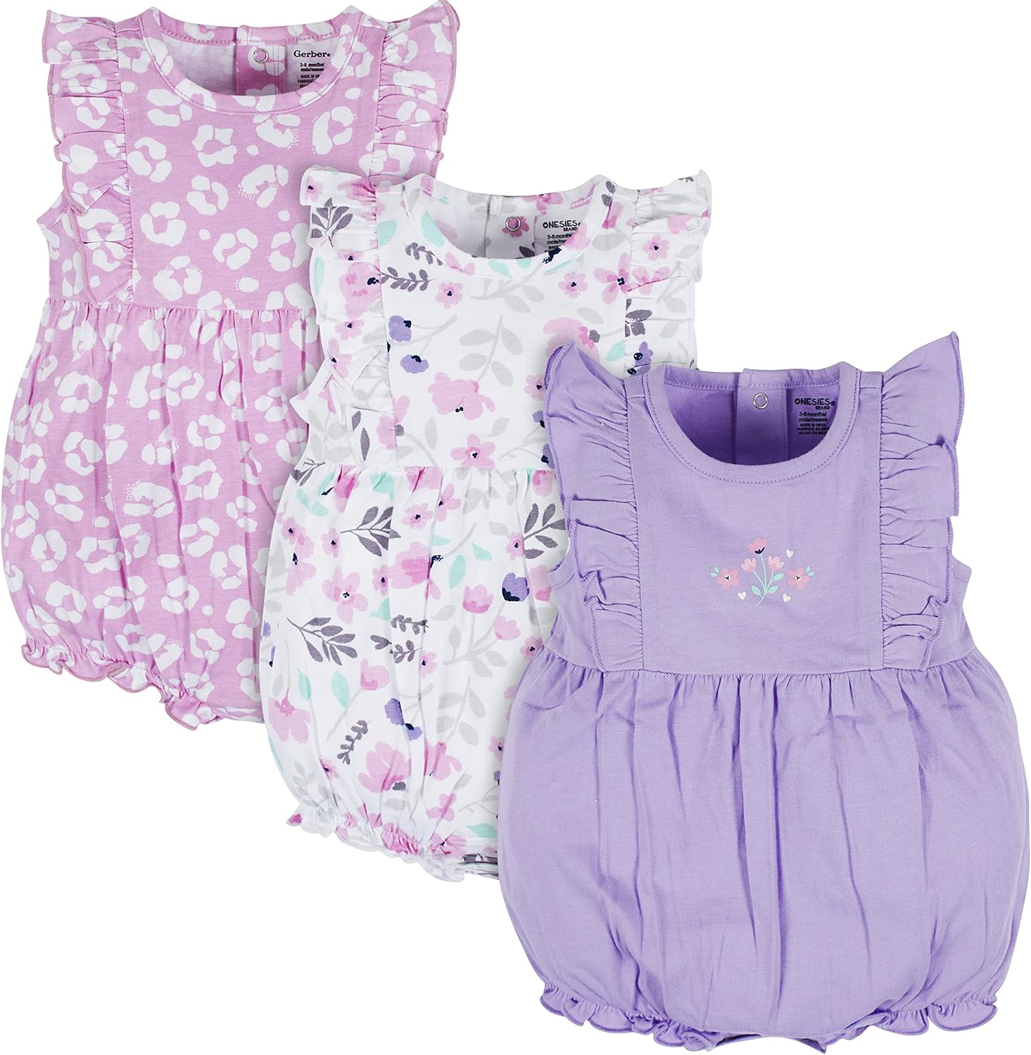 Onesies Brand Baby Girls’ 3-pack Romper Onesies Brand Baby Girls’ 3-pack Romper
