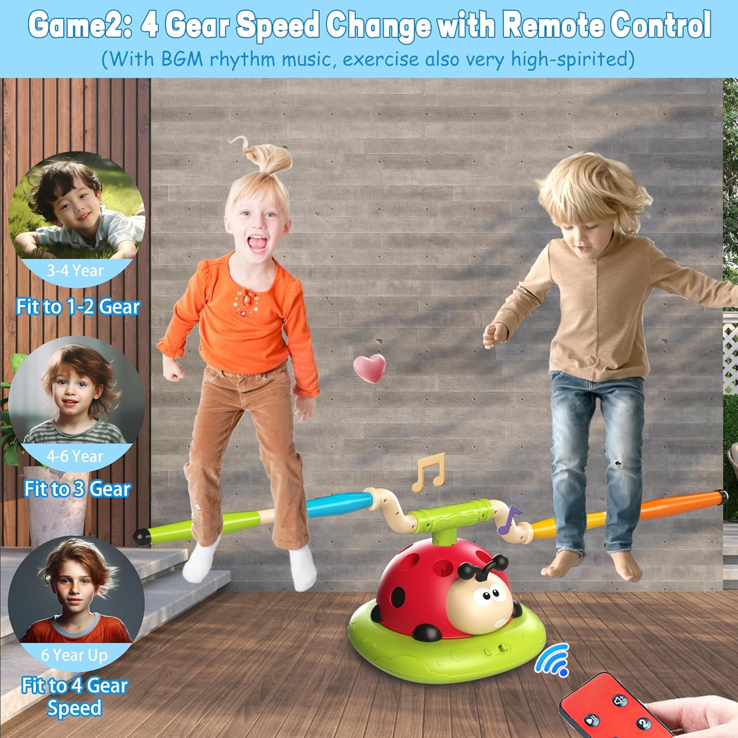 Engfa 3 in 1 Musical Jump, Toss Ring Game and Stomping Launch Rocket Launcher for Kids Toys for Girls Boys 3-5, Sports & Outdoors Toy for Ages 5-7 with Remote Control Outside Toys for Kids Ages 4-8 - Image 4