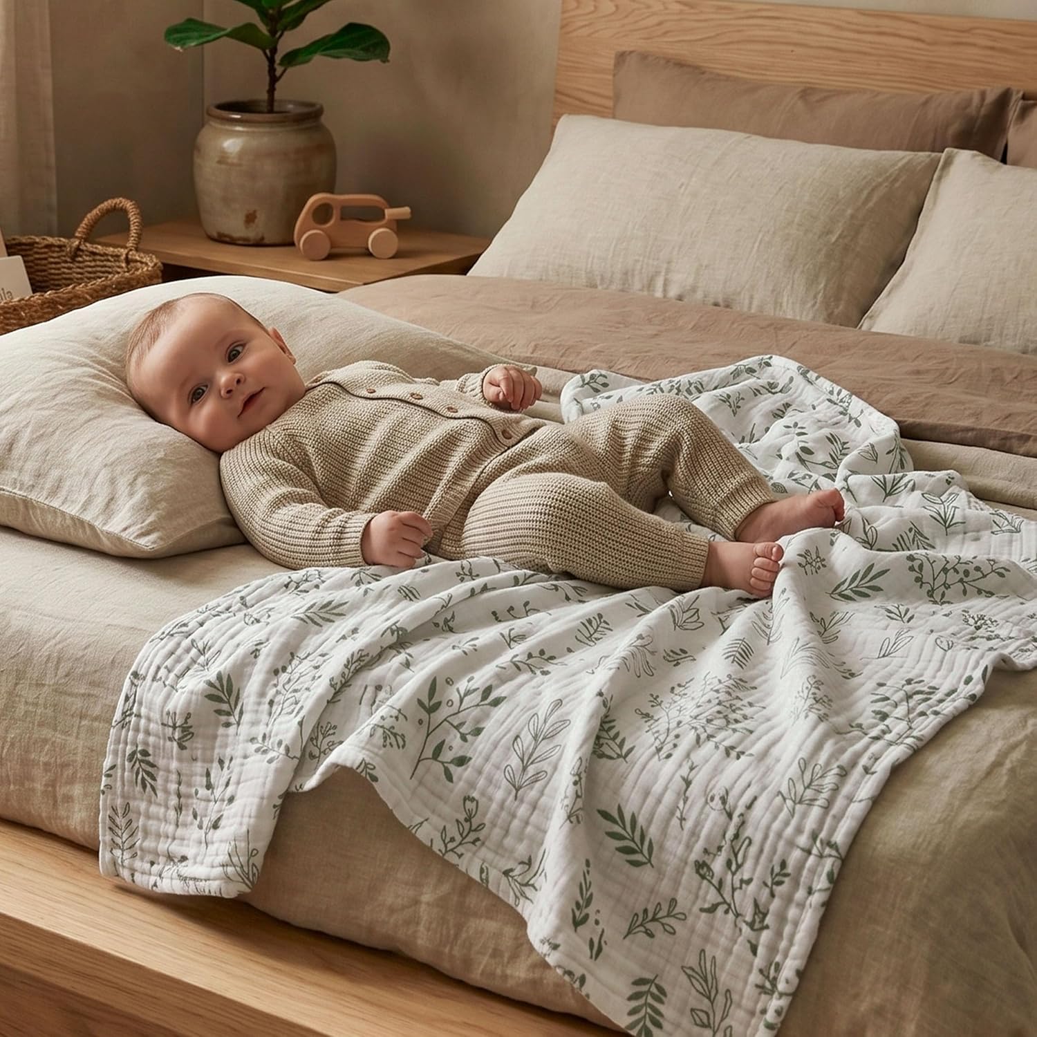 Muslin Swaddle Blankets for Newborn, 3 Pack Breathable Soft Receiving Blanket, Large 38 x 40 inches Swaddle Wrap Burping Clothes, Essentials Infant Shower Items, Toddler Gift (Bright Colors) - Image 4