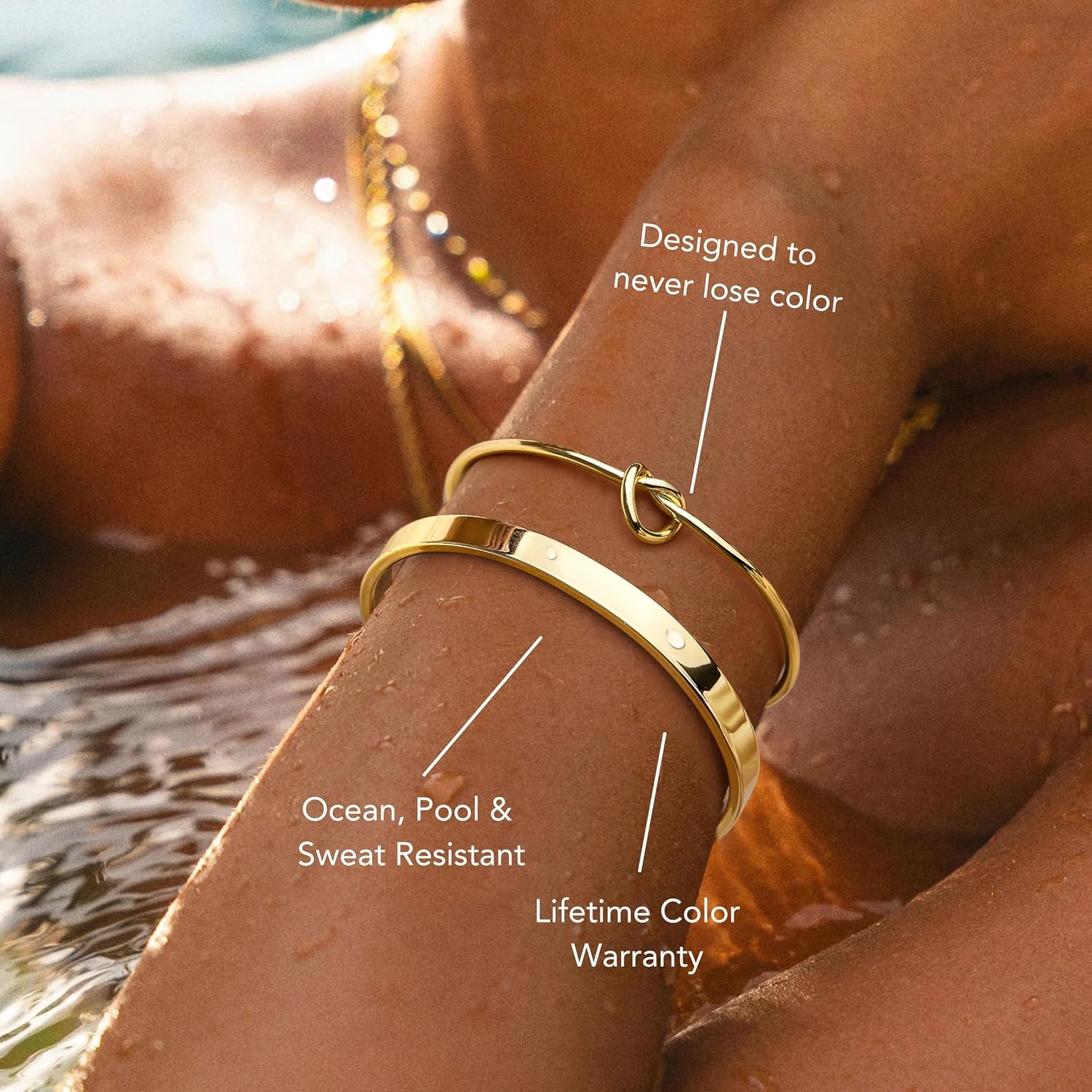 Gokeey Gold Bracelets Set for Women Non Tarnish, Waterproof 14K Gold Plated Sterling Silver Chunky Cuff Bracelet Stackable Gold Bangles Bracelet for Women Trendy Fashion Accessories Tie Knot Cuban Rope Paperclip Beaded Bracelet Stack Jewelry Mothers Day Gifts for Mom Birthday - Image 6