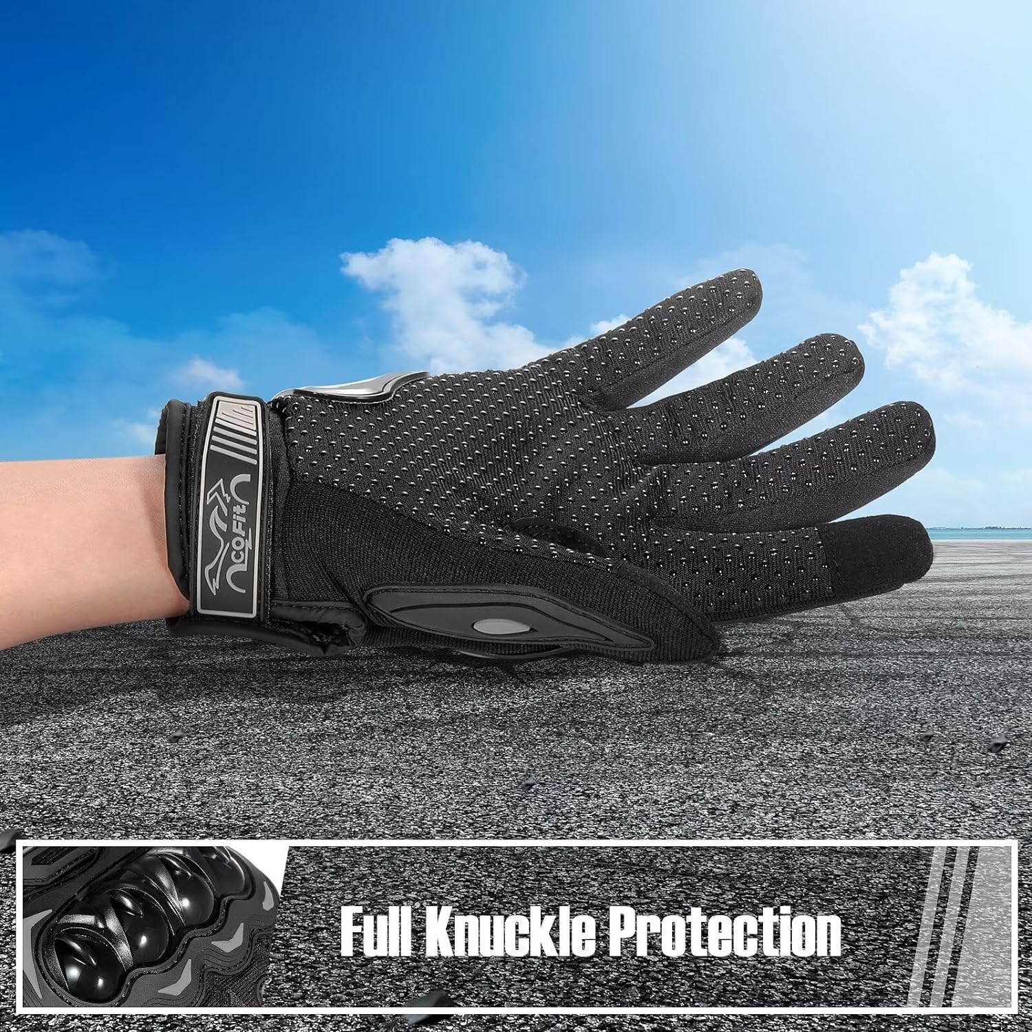 COFIT Motorcycle Gloves for Men and Women, Full Finger Touchscreen Motorbike Gloves for BMX ATV MTB Riding, Road Racing, Cycling, Climbing, Motocross - Black L - Image 4