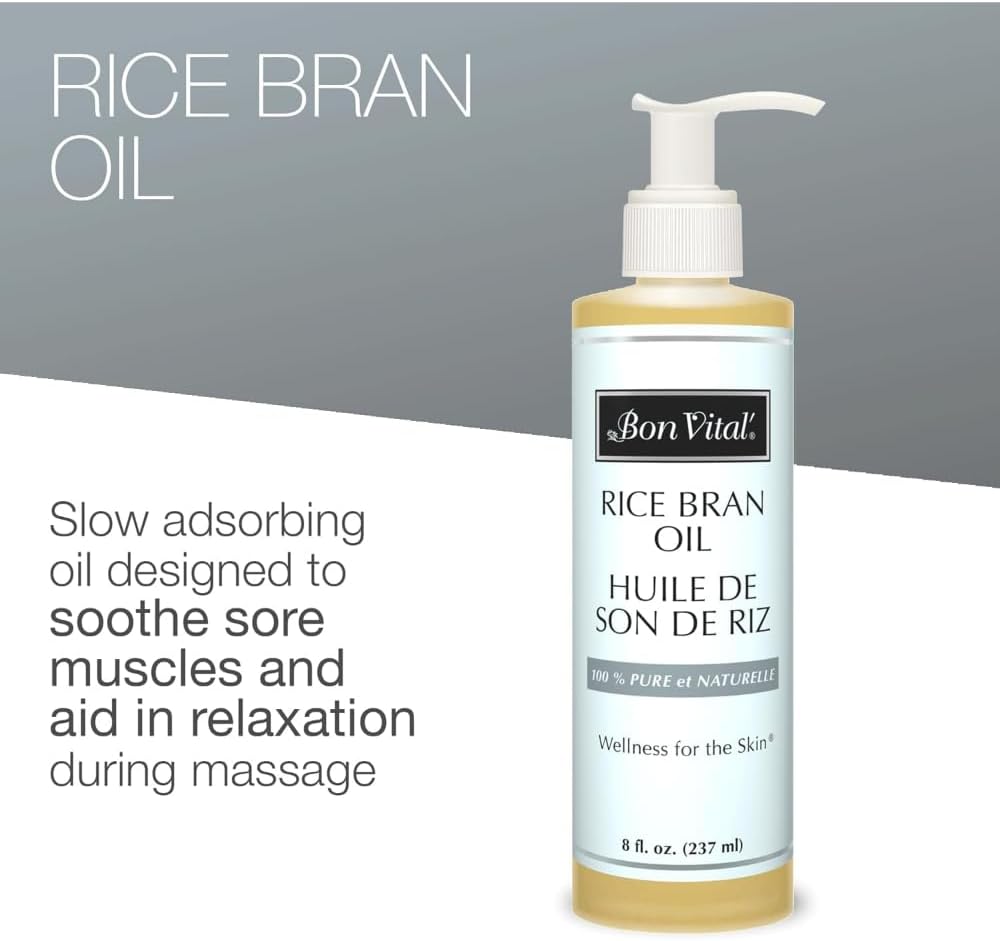 Bon Vital' Rice Bran Oil, 100% Pure and Cold Pressed Carrier Oils for Diffusers, Professional Massage Oil, Best Beauty Secret for Soft & Smooth Skin, Moisturizer, 8 Ounce Bottle - Image 3