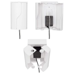 Safety Innovations Twin Door Baby Safety Outlet Cover Box for Babyproofing Outlets – More Interior Space for Extra Large Electrical Plugs and Adapters – Easy to Install – Easy to Use, (1-Pack)