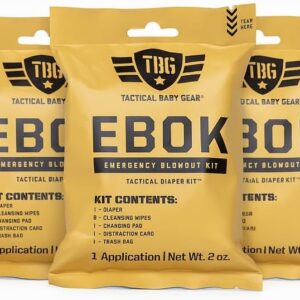 Tactical Baby Gear Tactical Diaper Kit (EBOK – Emergency Blowout Kit) – 3-Pack Disposable Baby Changing Kits with Sensitive-Skin Wipes, Wetness Indicator Diaper & Sanitary Changing Pad (Size 1)