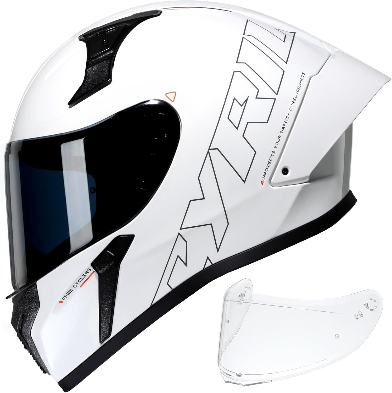 CYRIL Full Face Motorcycle Helmet DOT Approved for Adults Men Women, Motorbike Street Bike Racing Helmet with Tinted & Extra Clear Tool-Free Swappable Visors, Includes Storage Bag CYRIL Full Face Motorcycle Helmet DOT Approved for Adults Men Women, Motorbike Street Bike Racing Helmet with Tinted & Extra Clear Tool-Free Swappable Visors, Includes Storage Bag