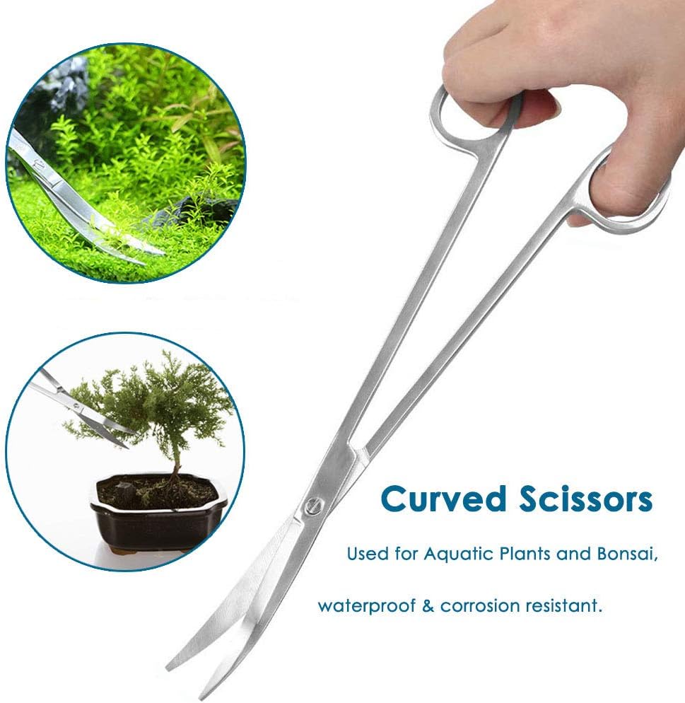 Capetsma Aquascape Long Stainless Steel Plant Tools Set - Aquarium Tweezers, Scissors, Spatula, Algae Scrapers - Fish Tank Cleaning Kit - Image 3