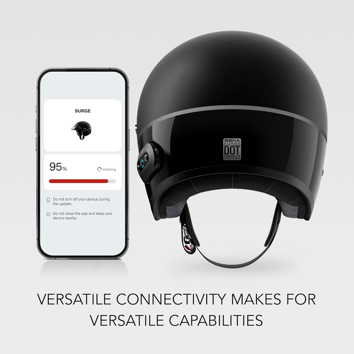 Sena Surge Mesh Intercom Enabled Open Face Smart Motorcycle Helmet (Matte Black/Gloss Black, L) - Image 4