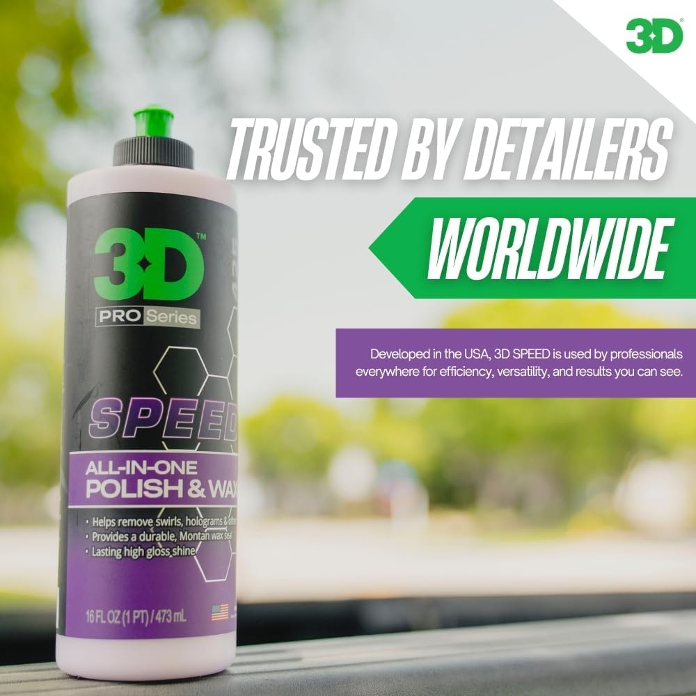 3D Speed All-In-One Polish & Wax – Scratch & Swirl Remover, Clear Coat Safe Paint Sealant – High Gloss Finish, Easy Application – 16oz – Made in USA - Image 3